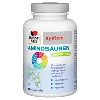 Abbildung der Produktverpackung Doppelherz system AMINOSÄUREN ESSENTIELL Frontansicht